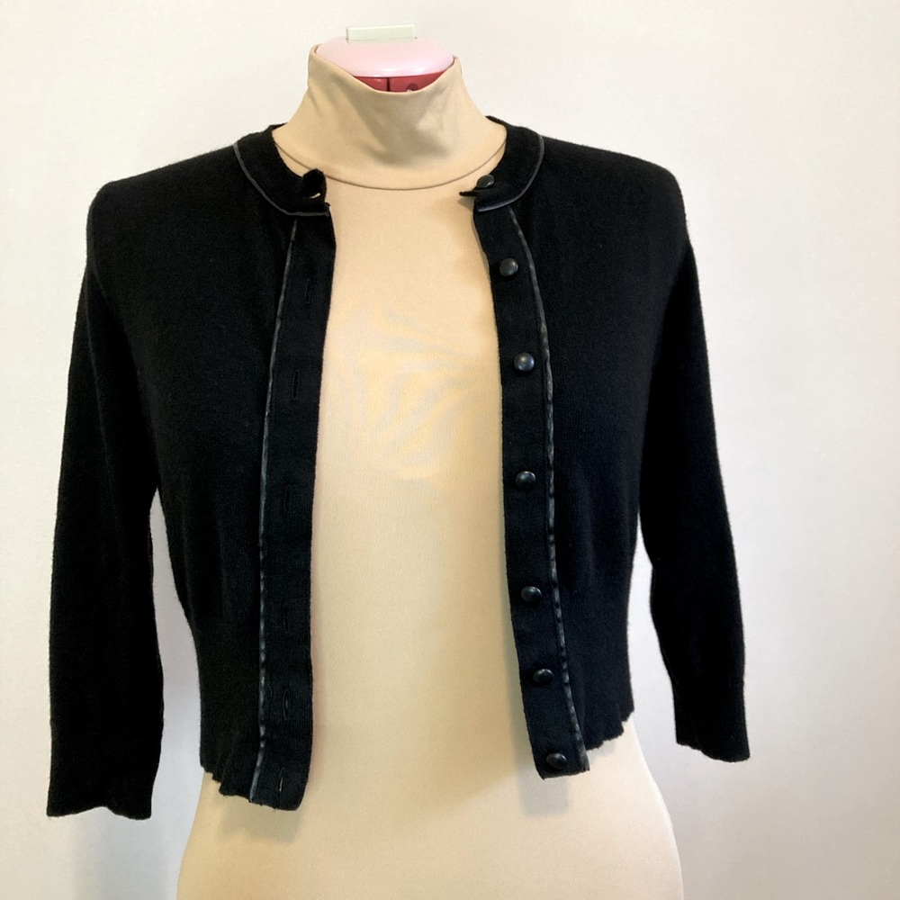Ann Taylor wool shrug w/leather details